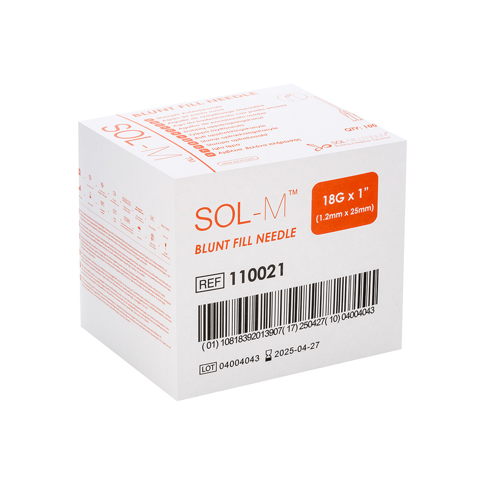 Sol-M Blunt Fill Needle 18G x 1" (100 per Box)