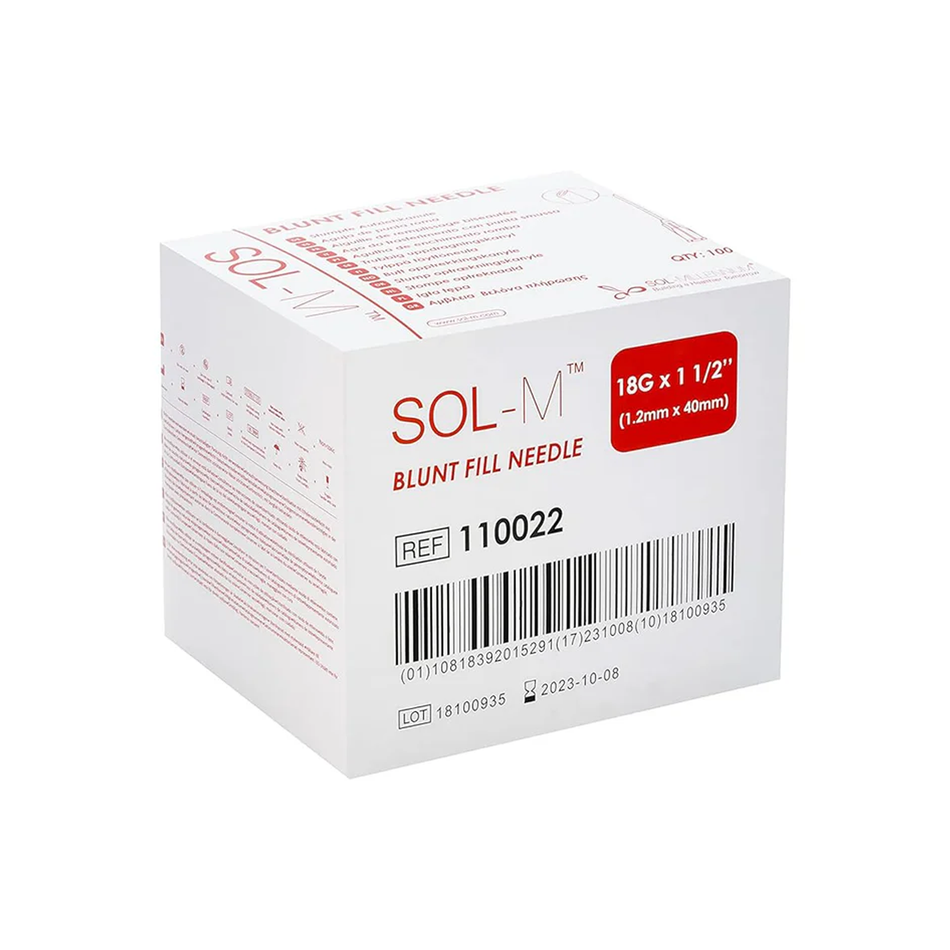 Sol-M Blunt Fill Needle 18G x 1-1/2" (100 per Box)