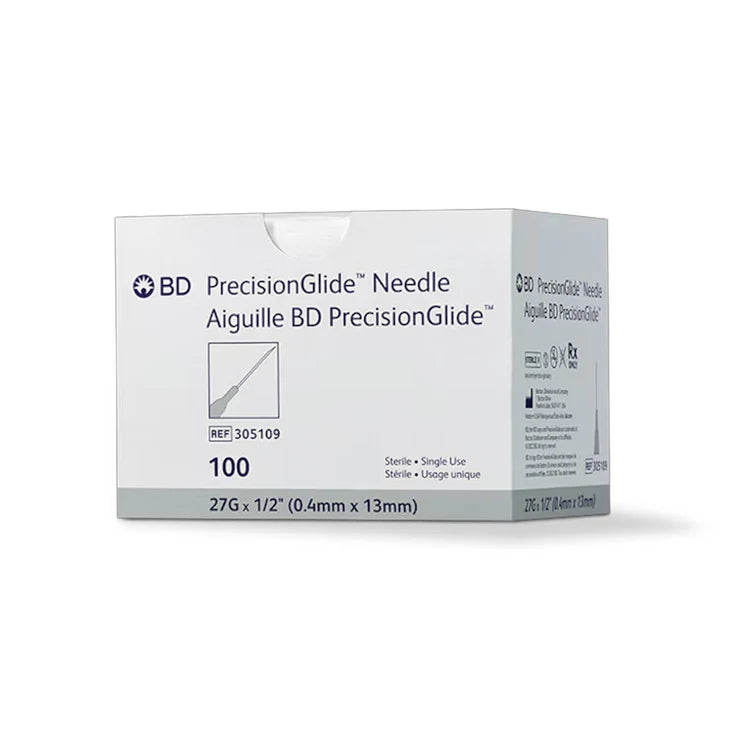BD Standard Hypodermic Needle 27G x 1/2" (100 per Box)
