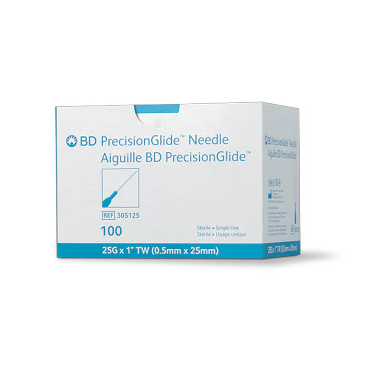 BD Standard Hypodermic Needle 25G x 1" (100 per Box)