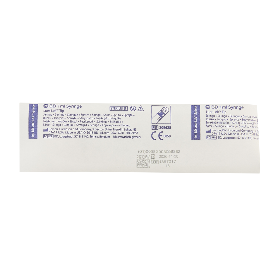 BD Standard Luer Lock Syringe 1 mL (100 per Box)