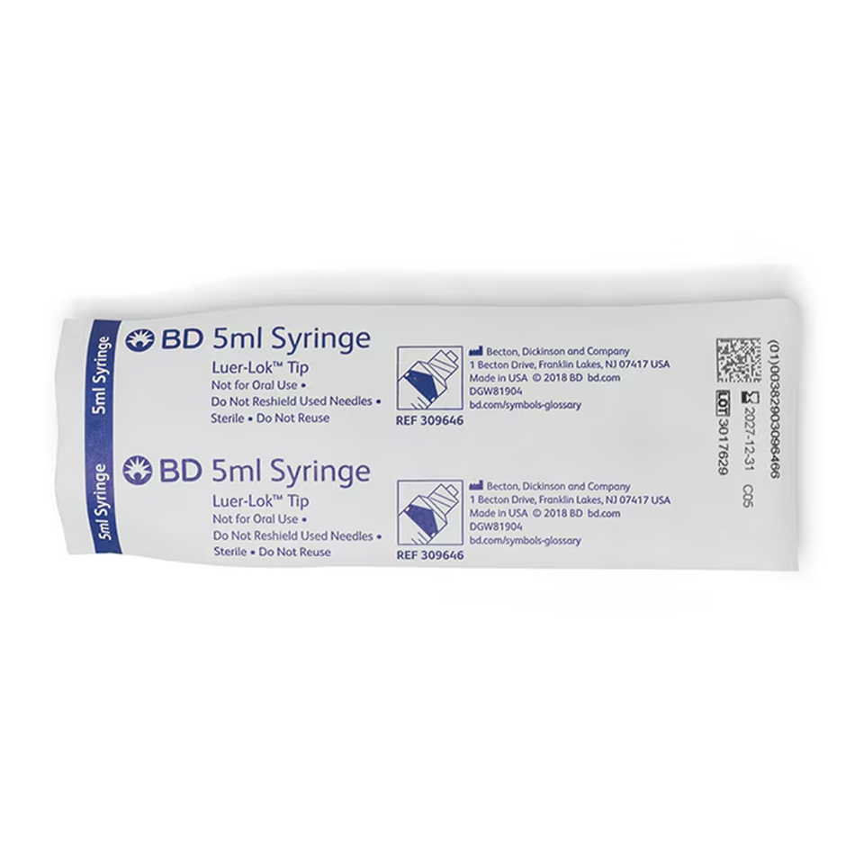 BD Standard Luer Lock Syringe 5 mL (125 per Box)
