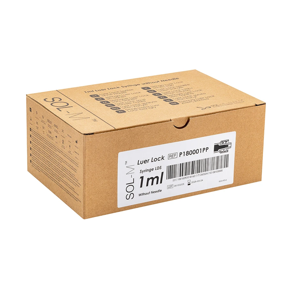 Sol-M Low Dead Space Luer Lock Syringe 1 mL (100 per Box)
